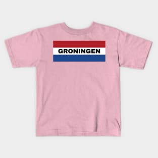 Groningen City in Dutch Flag Kids T-Shirt